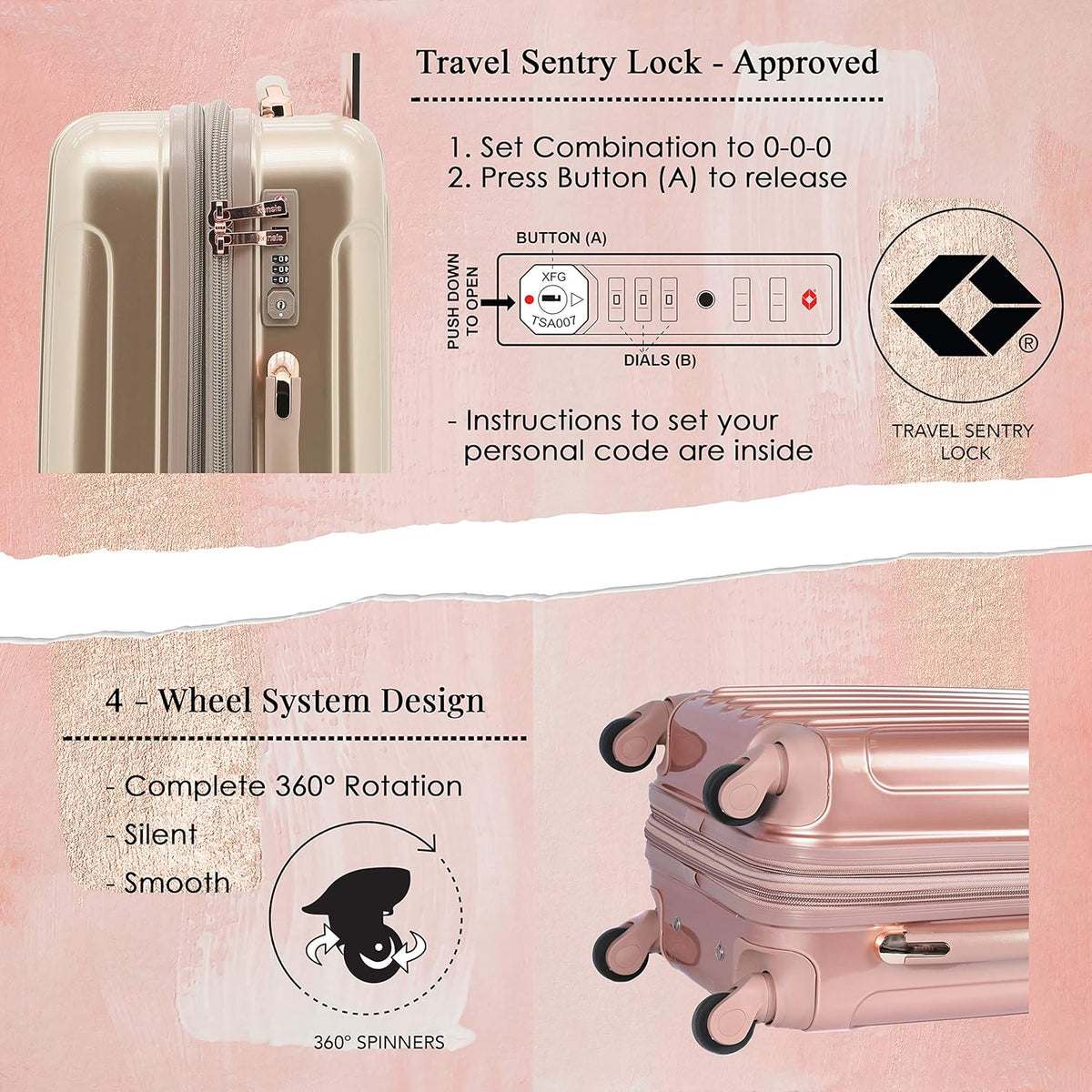 kensie 20" "Alma" Carry-On TSA-Lock Spinner Luggage, Opal