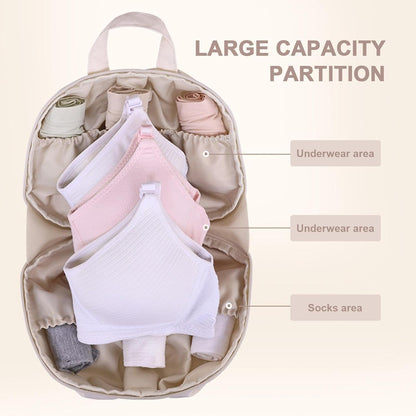 Underwear Storage Bag - Organized Bra Pouch, Reinforced Webbing Carrying Strap, 20x11x17.5cm Layered Lingerie Partition, Protective soft shellCasing | Clothing Organizer for Women & Travelers