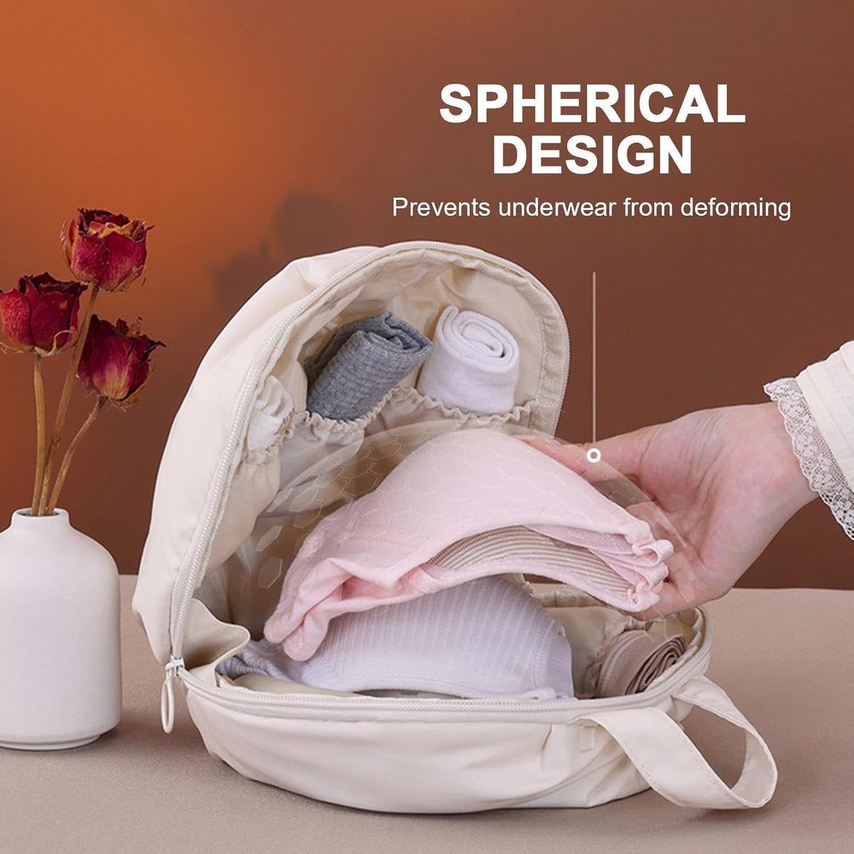 Underwear Storage Bag - Organized Bra Pouch, Reinforced Webbing Carrying Strap, 20x11x17.5cm Layered Lingerie Partition, Protective soft shellCasing | Clothing Organizer for Women & Travelers