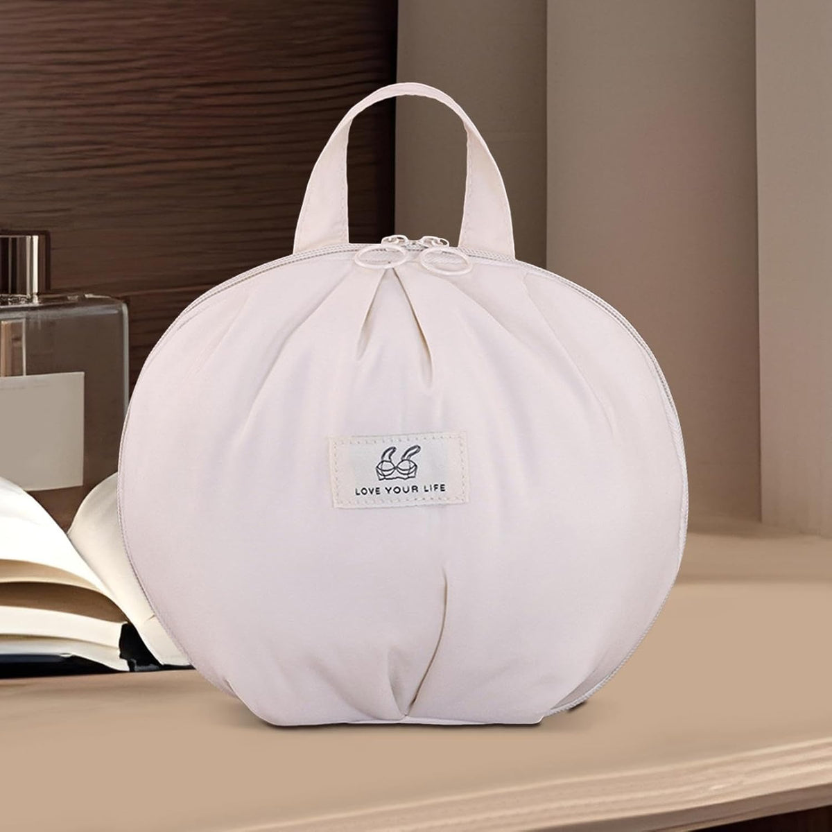 Underwear Storage Bag - Organized Bra Pouch, Reinforced Webbing Carrying Strap, 20x11x17.5cm Layered Lingerie Partition, Protective soft shellCasing | Clothing Organizer for Women & Travelers