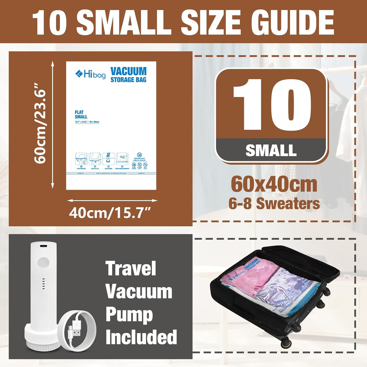 Travel Vacuum Bags with Electric Pump, Vacuum Travel Bags for Luggage and Suitcase, Combo 12 Pack