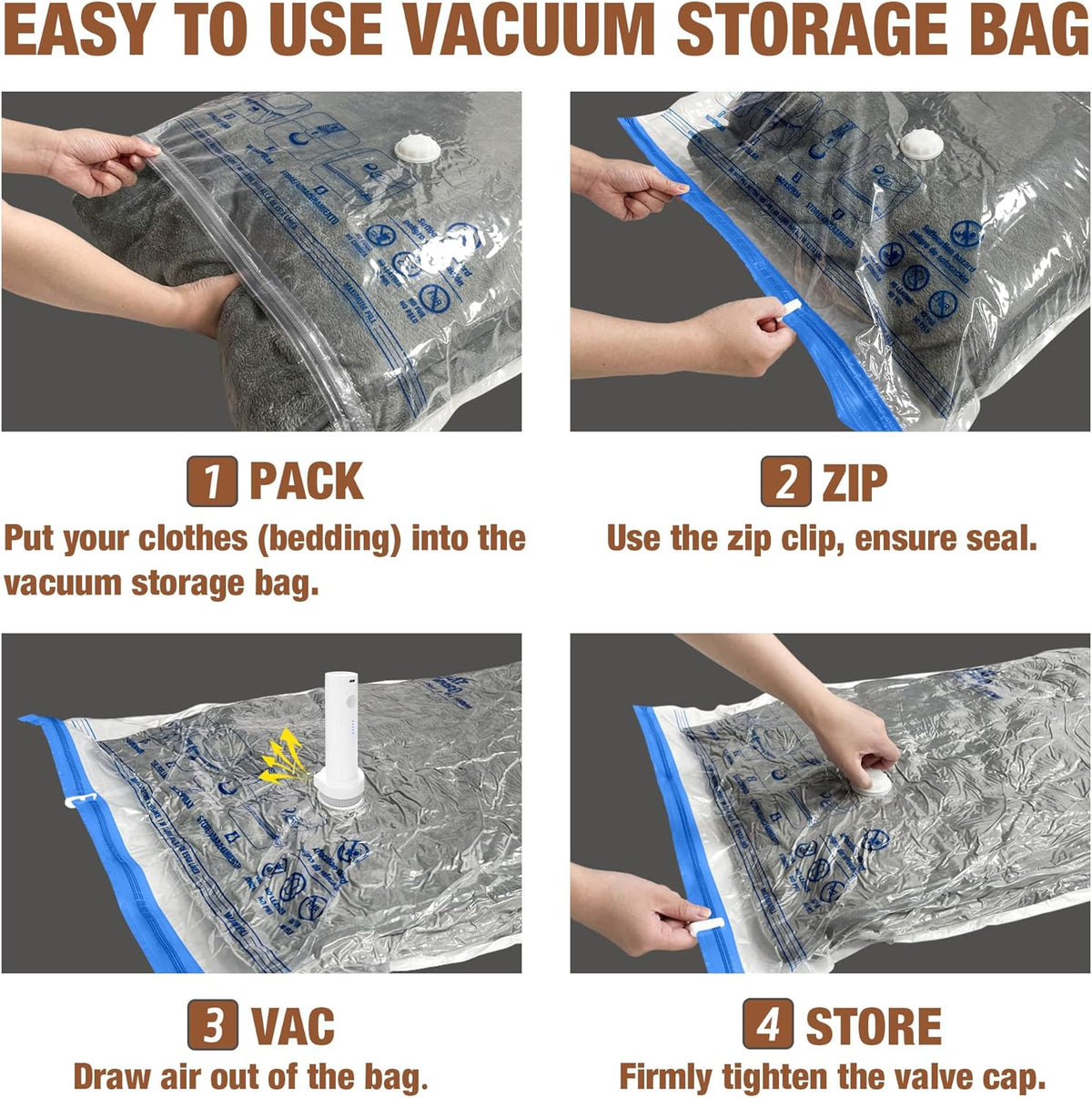 Travel Vacuum Bags with Electric Pump, Vacuum Travel Bags for Luggage and Suitcase, Combo 12 Pack
