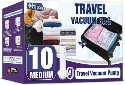 Travel Vacuum Bags with Electric Pump, Vacuum Travel Bags for Luggage and Suitcase, Combo 12 Pack