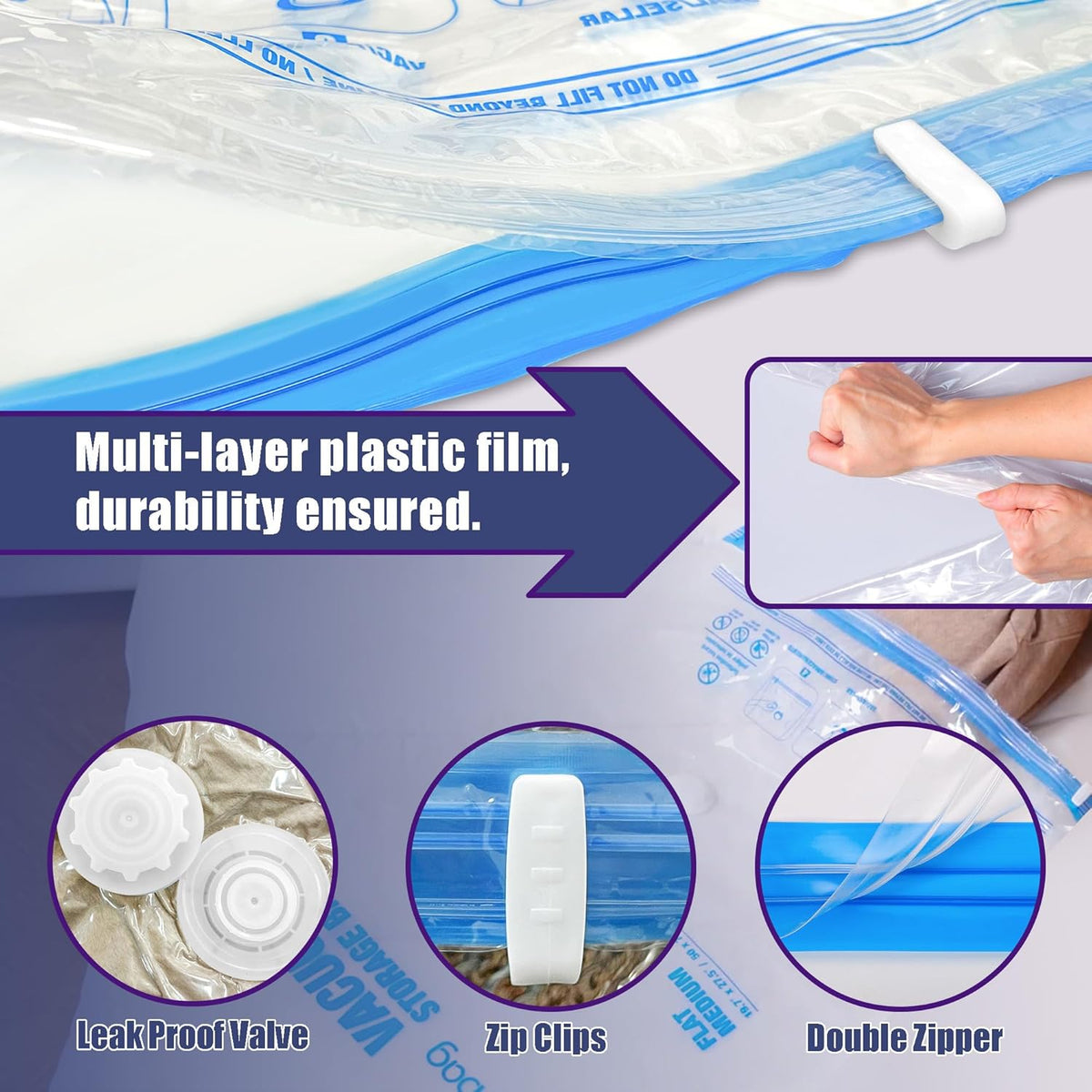 Travel Vacuum Bags with Electric Pump, Vacuum Travel Bags for Luggage and Suitcase, Combo 12 Pack