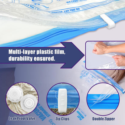 Travel Vacuum Bags with Electric Pump, Vacuum Travel Bags for Luggage and Suitcase, Combo 12 Pack