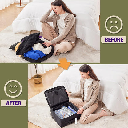 Travel Vacuum Bags with Electric Pump, Vacuum Travel Bags for Luggage and Suitcase, Combo 12 Pack