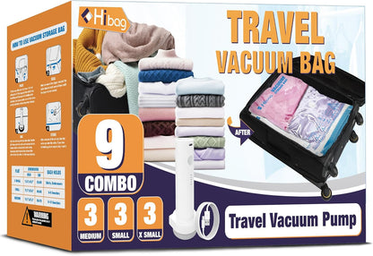 Travel Vacuum Bags with Electric Pump, Vacuum Travel Bags for Luggage and Suitcase, Combo 12 Pack