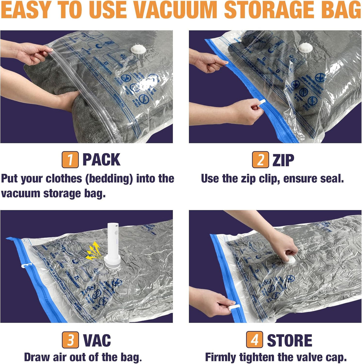 Travel Vacuum Bags with Electric Pump, Vacuum Travel Bags for Luggage and Suitcase, Combo 12 Pack