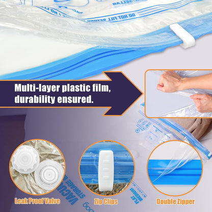 Travel Vacuum Bags with Electric Pump, Vacuum Travel Bags for Luggage and Suitcase, Combo 12 Pack