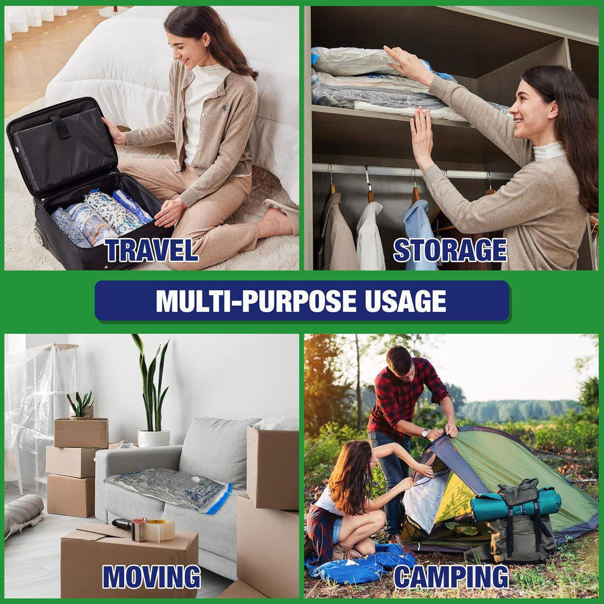 Travel Vacuum Bags with Electric Pump, Vacuum Travel Bags for Luggage and Suitcase, Combo 12 Pack