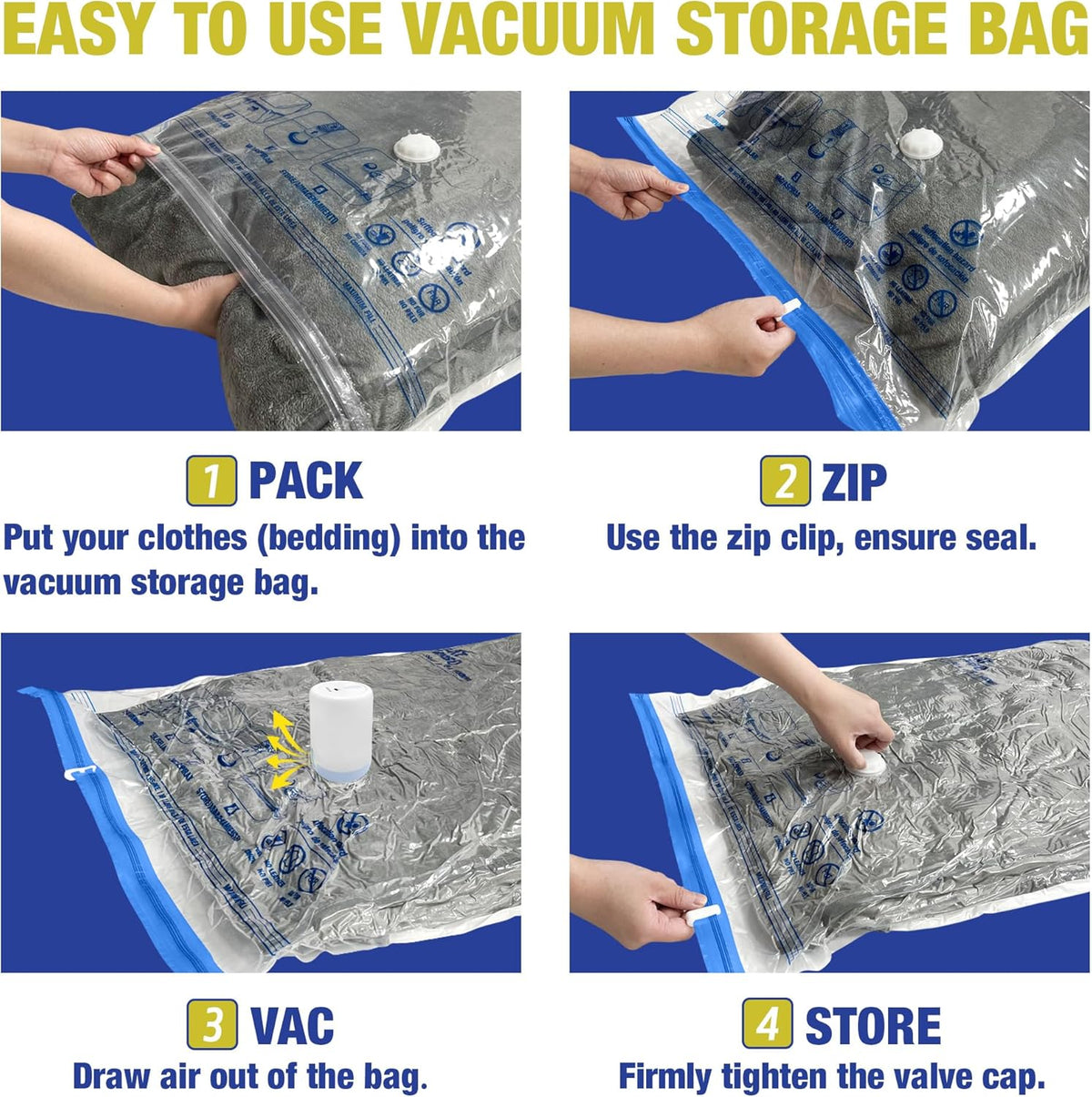 Travel Vacuum Bags with Electric Pump, Vacuum Travel Bags for Luggage and Suitcase, Combo 12 Pack