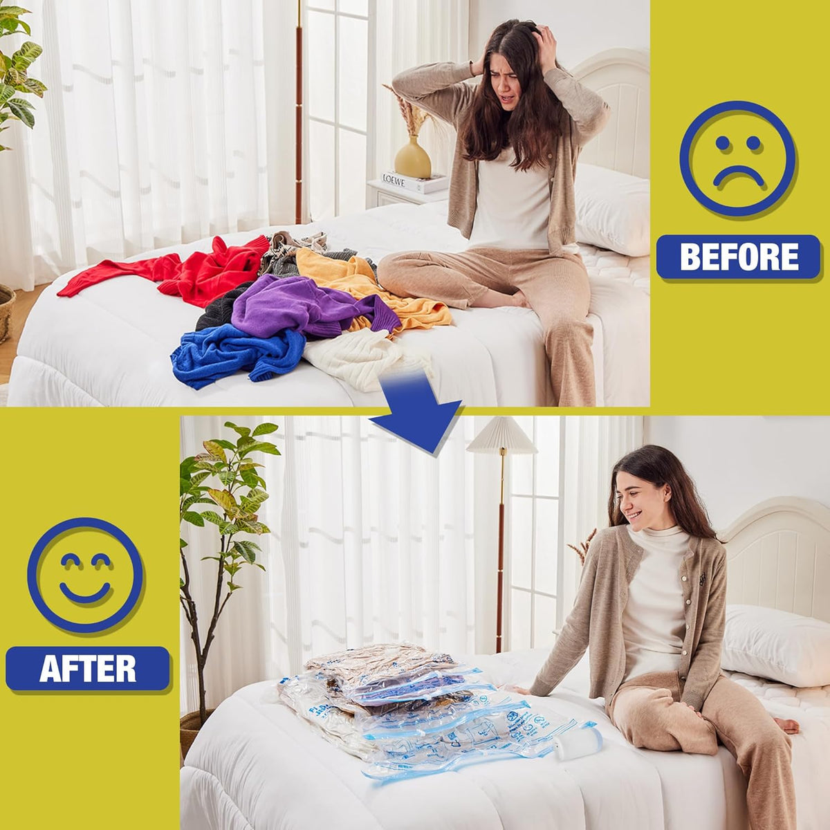 Travel Vacuum Bags with Electric Pump, Vacuum Travel Bags for Luggage and Suitcase, Combo 12 Pack