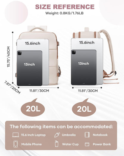 Travel Backpack For Women Men,Carry On Backpack Flight Approved,Hiking Backpack Water-Resistant Outdoor Sports Rucksack Casual Daypack Fit 15.6 Inch Laptop Shoes Compartment (Black)
