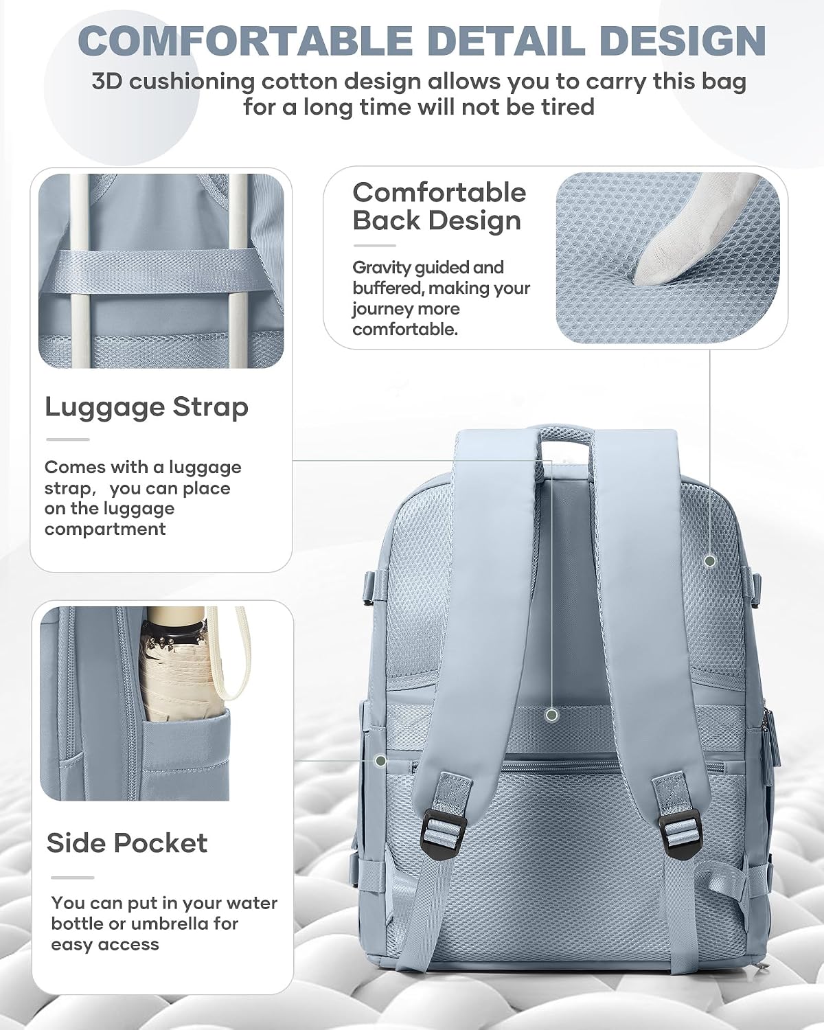 Travel Backpack For Women Men,Carry On Backpack Flight Approved,Hiking Backpack Water-Resistant Outdoor Sports Rucksack Casual Daypack Fit 15.6 Inch Laptop Shoes Compartment (Black)