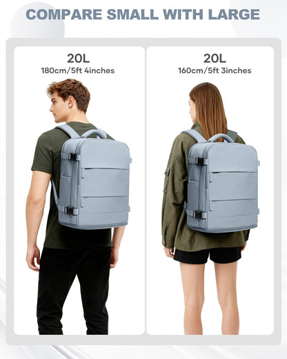 Travel Backpack For Women Men,Carry On Backpack Flight Approved,Hiking Backpack Water-Resistant Outdoor Sports Rucksack Casual Daypack Fit 15.6 Inch Laptop Shoes Compartment (Black)