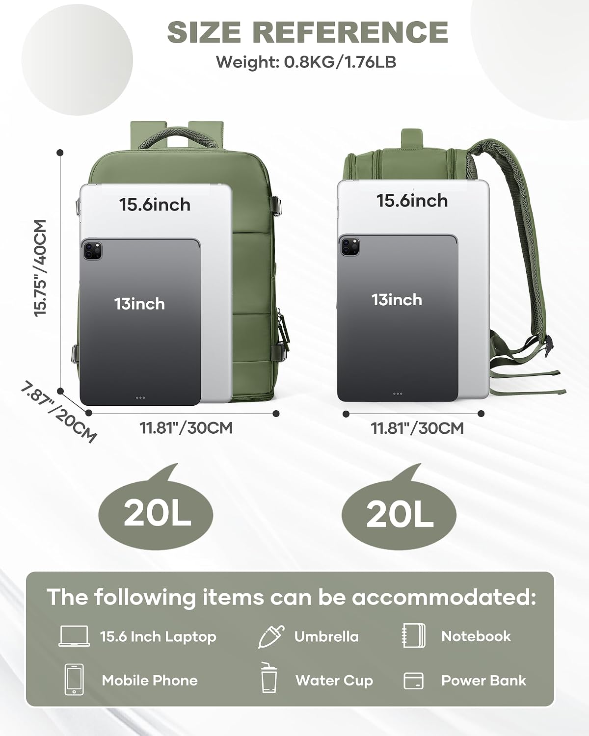 Travel Backpack For Women Men,Carry On Backpack Flight Approved,Hiking Backpack Water-Resistant Outdoor Sports Rucksack Casual Daypack Fit 15.6 Inch Laptop Shoes Compartment (Black)