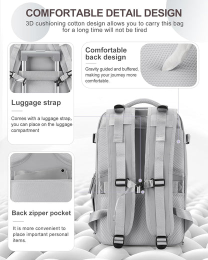Travel Backpack For Women Men,Carry On Backpack Flight Approved,Hiking Backpack Water-Resistant Outdoor Sports Rucksack Casual Daypack Fit 15.6 Inch Laptop Shoes Compartment (Black)