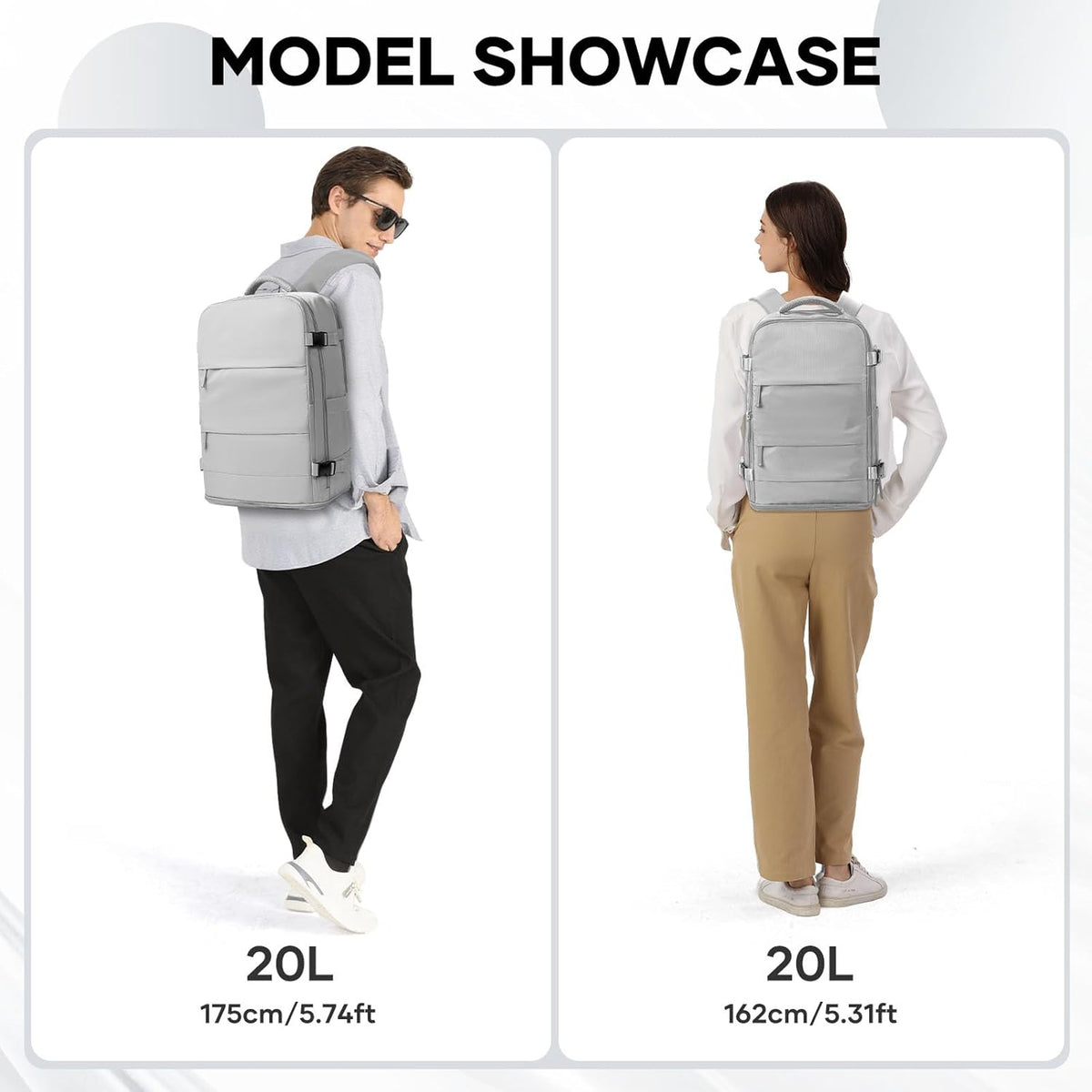 Travel Backpack For Women Men,Carry On Backpack Flight Approved,Hiking Backpack Water-Resistant Outdoor Sports Rucksack Casual Daypack Fit 15.6 Inch Laptop Shoes Compartment (Black)