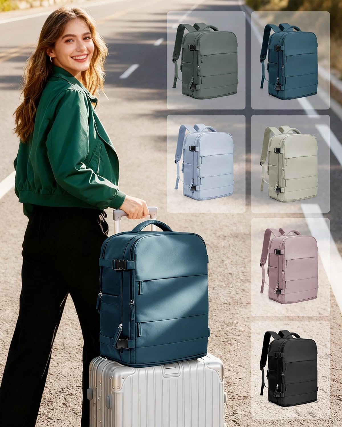 Travel Backpack For Women Men,Carry On Backpack Flight Approved,Hiking Backpack Water-Resistant Outdoor Sports Rucksack Casual Daypack Fit 15.6 Inch Laptop Shoes Compartment (Black)