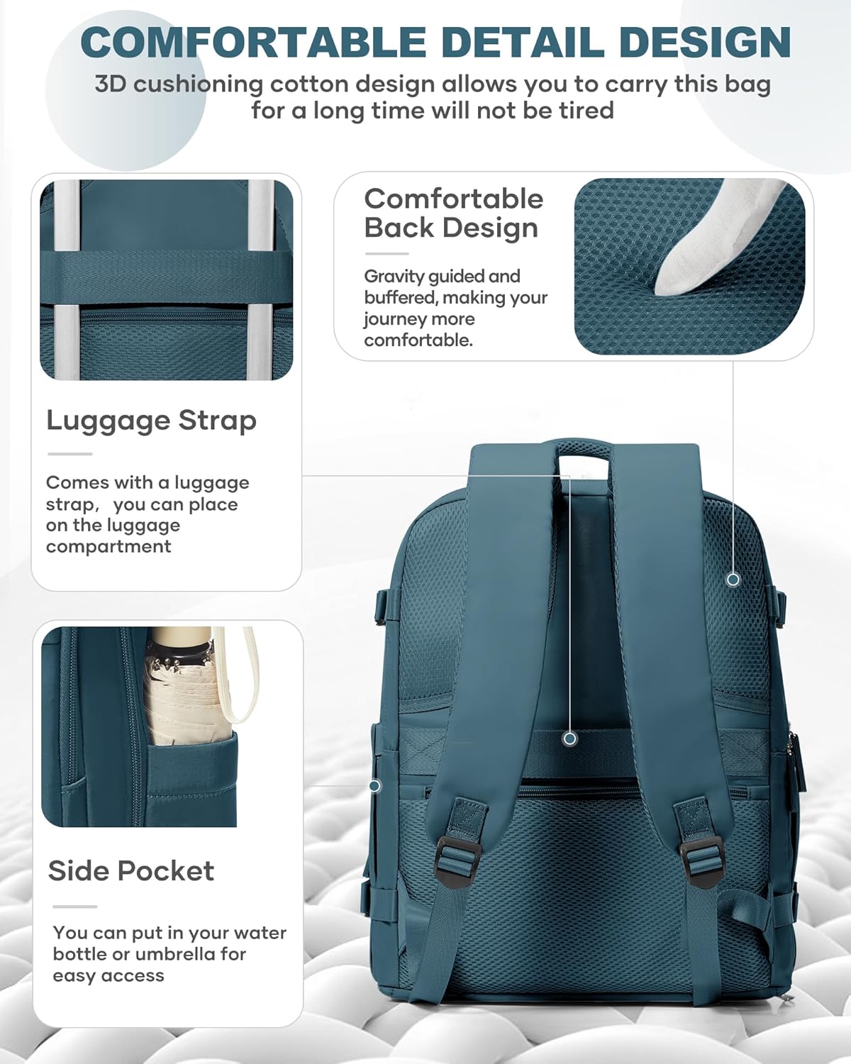 Travel Backpack For Women Men,Carry On Backpack Flight Approved,Hiking Backpack Water-Resistant Outdoor Sports Rucksack Casual Daypack Fit 15.6 Inch Laptop Shoes Compartment (Black)