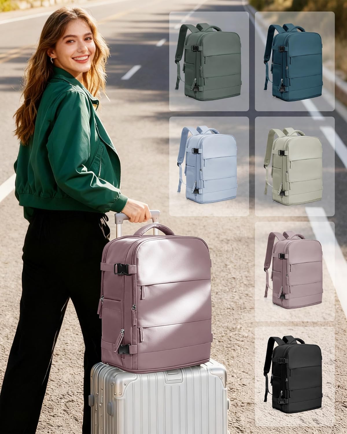 Travel Backpack For Women Men,Carry On Backpack Flight Approved,Hiking Backpack Water-Resistant Outdoor Sports Rucksack Casual Daypack Fit 15.6 Inch Laptop Shoes Compartment (Black)