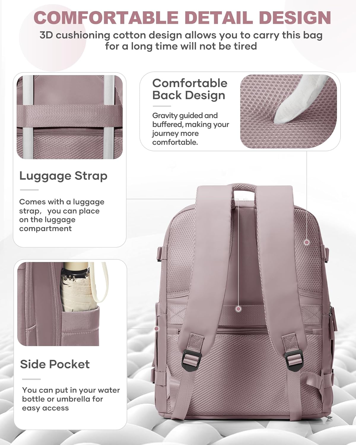 Travel Backpack For Women Men,Carry On Backpack Flight Approved,Hiking Backpack Water-Resistant Outdoor Sports Rucksack Casual Daypack Fit 15.6 Inch Laptop Shoes Compartment (Black)