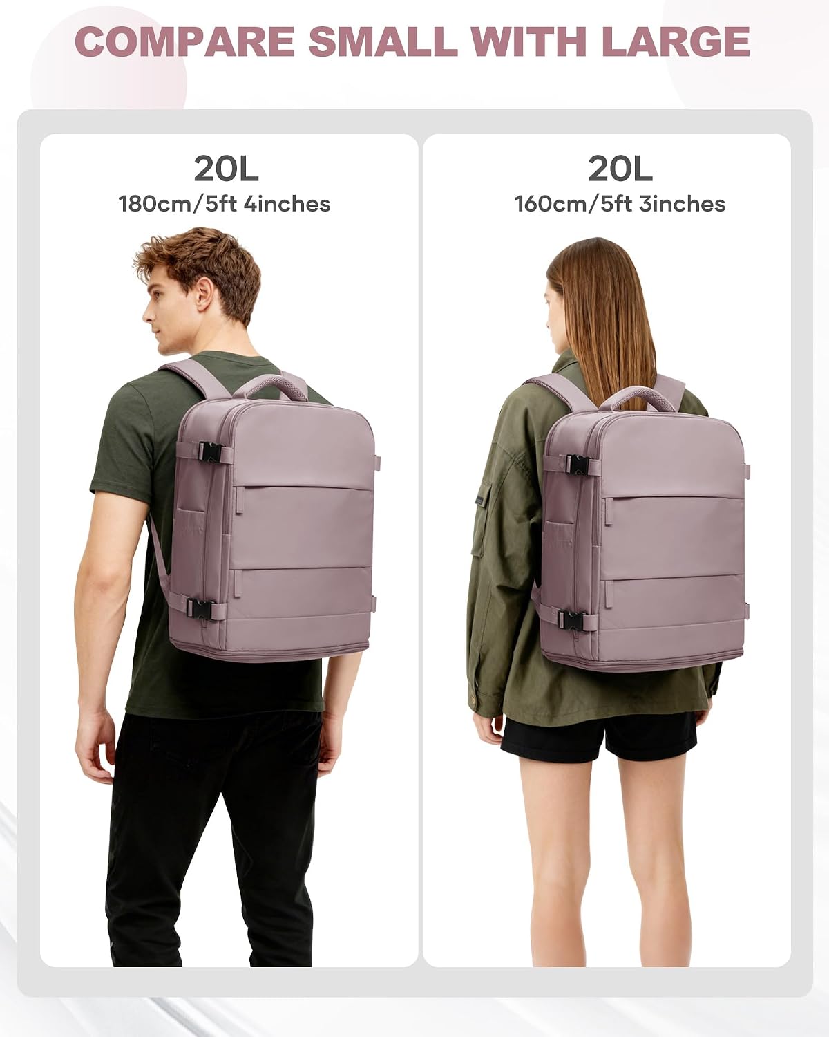 Travel Backpack For Women Men,Carry On Backpack Flight Approved,Hiking Backpack Water-Resistant Outdoor Sports Rucksack Casual Daypack Fit 15.6 Inch Laptop Shoes Compartment (Black)