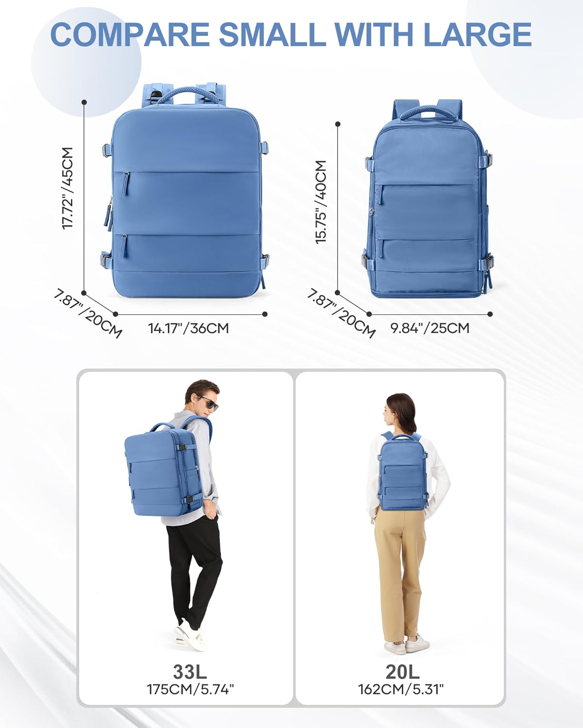 Travel Backpack For Women Men,Carry On Backpack Flight Approved,Hiking Backpack Water-Resistant Outdoor Sports Rucksack Casual Daypack Fit 15.6 Inch Laptop Shoes Compartment (Black)