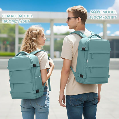 Travel Backpack For Women Men,Carry On Backpack Flight Approved,Hiking Backpack Water-Resistant Outdoor Sports Rucksack Casual Daypack Fit 15.6 Inch Laptop Shoes Compartment (Black)