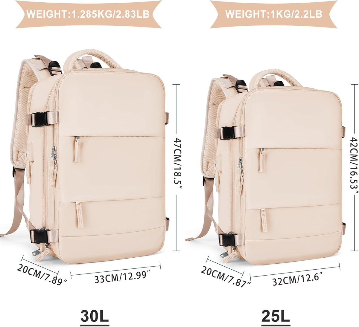 Travel Backpack For Women Men,Carry On Backpack Flight Approved,Hiking Backpack Water-Resistant Outdoor Sports Rucksack Casual Daypack Fit 15.6 Inch Laptop Shoes Compartment (Black)