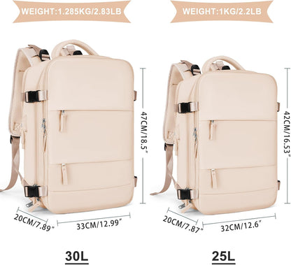 Travel Backpack For Women Men,Carry On Backpack Flight Approved,Hiking Backpack Water-Resistant Outdoor Sports Rucksack Casual Daypack Fit 15.6 Inch Laptop Shoes Compartment (Black)