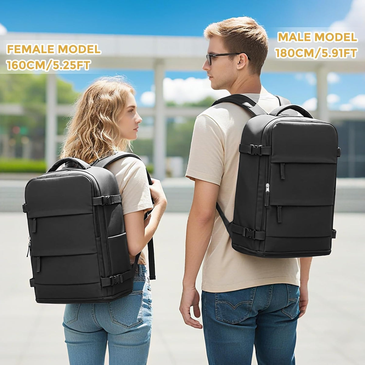 Travel Backpack For Women Men,Carry On Backpack Flight Approved,Hiking Backpack Water-Resistant Outdoor Sports Rucksack Casual Daypack Fit 15.6 Inch Laptop Shoes Compartment (Black)