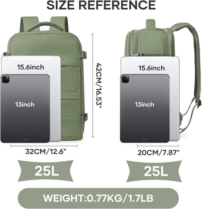 Travel Backpack For Women Men,Carry On Backpack Flight Approved,Hiking Backpack Water-Resistant Outdoor Sports Rucksack Casual Daypack Fit 15.6 Inch Laptop Shoes Compartment (Black)