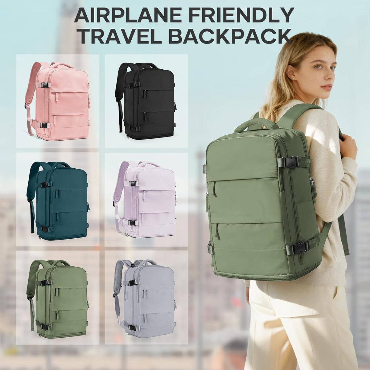 Travel Backpack For Women Men,Carry On Backpack Flight Approved,Hiking Backpack Water-Resistant Outdoor Sports Rucksack Casual Daypack Fit 15.6 Inch Laptop Shoes Compartment (Black)