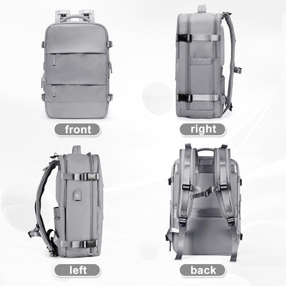 Travel Backpack For Women Men,Carry On Backpack Flight Approved,Hiking Backpack Water-Resistant Outdoor Sports Rucksack Casual Daypack Fit 15.6 Inch Laptop Shoes Compartment (Black)