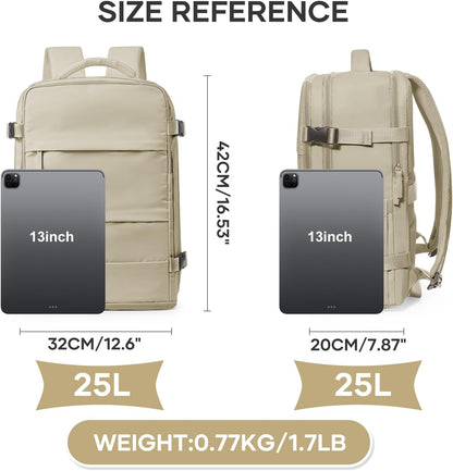 Travel Backpack For Women Men,Carry On Backpack Flight Approved,Hiking Backpack Water-Resistant Outdoor Sports Rucksack Casual Daypack Fit 15.6 Inch Laptop Shoes Compartment (Black)