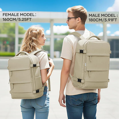 Travel Backpack For Women Men,Carry On Backpack Flight Approved,Hiking Backpack Water-Resistant Outdoor Sports Rucksack Casual Daypack Fit 15.6 Inch Laptop Shoes Compartment (Black)