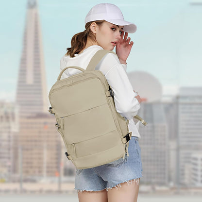 Travel Backpack For Women Men,Carry On Backpack Flight Approved,Hiking Backpack Water-Resistant Outdoor Sports Rucksack Casual Daypack Fit 15.6 Inch Laptop Shoes Compartment (Black)