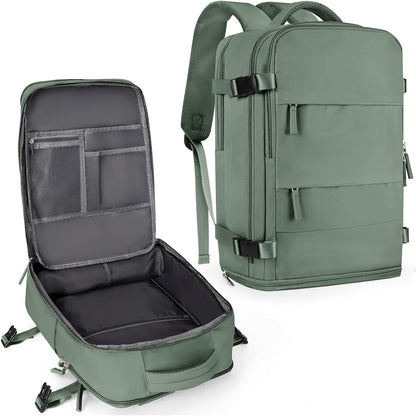 Travel Backpack For Women Men,Carry On Backpack Flight Approved,Hiking Backpack Water-Resistant Outdoor Sports Rucksack Casual Daypack Fit 15.6 Inch Laptop Shoes Compartment (Black)