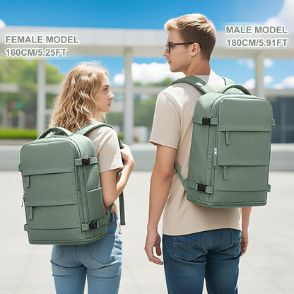 Travel Backpack For Women Men,Carry On Backpack Flight Approved,Hiking Backpack Water-Resistant Outdoor Sports Rucksack Casual Daypack Fit 15.6 Inch Laptop Shoes Compartment (Black)