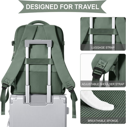 Travel Backpack For Women Men,Carry On Backpack Flight Approved,Hiking Backpack Water-Resistant Outdoor Sports Rucksack Casual Daypack Fit 15.6 Inch Laptop Shoes Compartment (Black)