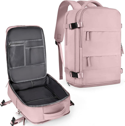 Travel Backpack For Women Men,Carry On Backpack Flight Approved,Hiking Backpack Water-Resistant Outdoor Sports Rucksack Casual Daypack Fit 15.6 Inch Laptop Shoes Compartment (Black)