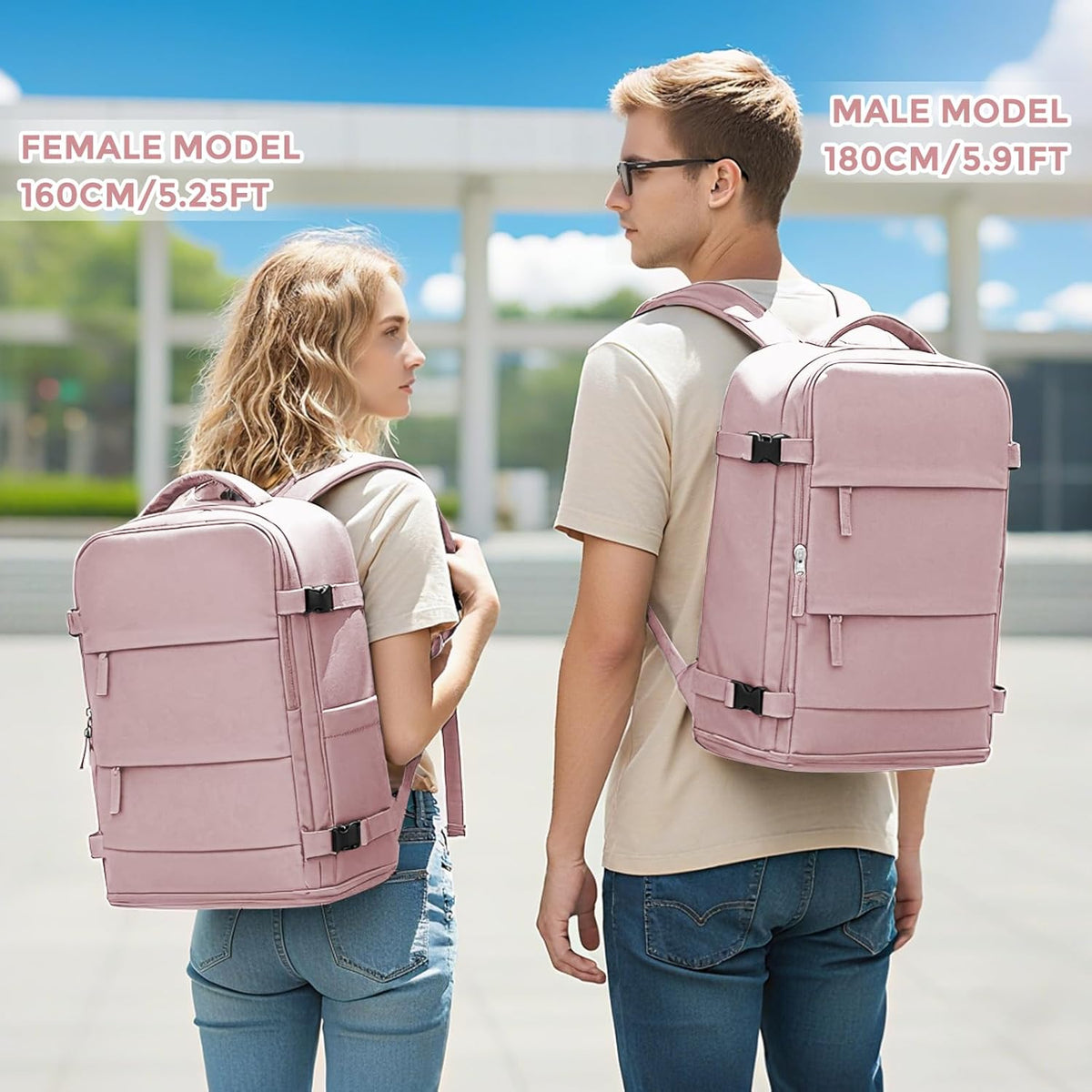 Travel Backpack For Women Men,Carry On Backpack Flight Approved,Hiking Backpack Water-Resistant Outdoor Sports Rucksack Casual Daypack Fit 15.6 Inch Laptop Shoes Compartment (Black)