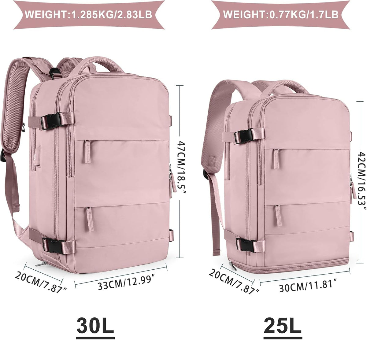 Travel Backpack For Women Men,Carry On Backpack Flight Approved,Hiking Backpack Water-Resistant Outdoor Sports Rucksack Casual Daypack Fit 15.6 Inch Laptop Shoes Compartment (Black)