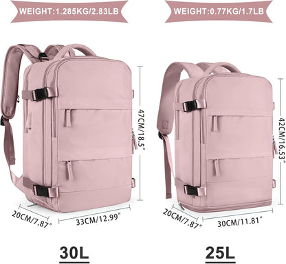 Travel Backpack For Women Men,Carry On Backpack Flight Approved,Hiking Backpack Water-Resistant Outdoor Sports Rucksack Casual Daypack Fit 15.6 Inch Laptop Shoes Compartment (Black)