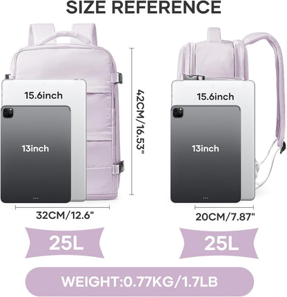 Travel Backpack For Women Men,Carry On Backpack Flight Approved,Hiking Backpack Water-Resistant Outdoor Sports Rucksack Casual Daypack Fit 15.6 Inch Laptop Shoes Compartment (Black)