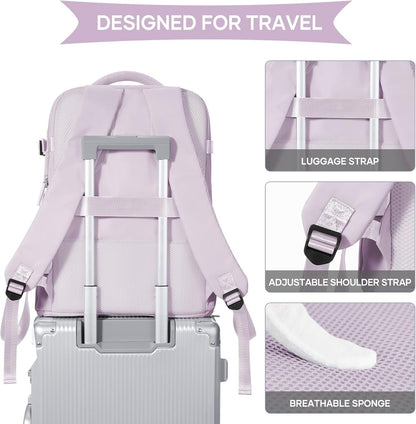 Travel Backpack For Women Men,Carry On Backpack Flight Approved,Hiking Backpack Water-Resistant Outdoor Sports Rucksack Casual Daypack Fit 15.6 Inch Laptop Shoes Compartment (Black)