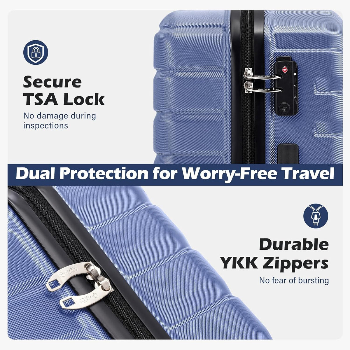 Carry On Luggage Airline Approved with Spinner Wheels, Hard Shell Suitcase TSA Lock Lightweight Travel Luggage 20-inch,Blue