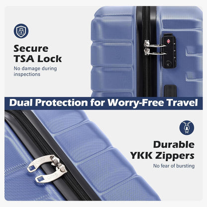Carry On Luggage Airline Approved with Spinner Wheels, Hard Shell Suitcase TSA Lock Lightweight Travel Luggage 20-inch,Blue