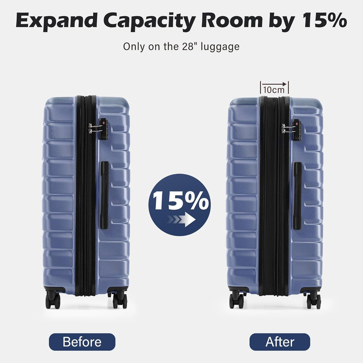 Carry On Luggage Airline Approved with Spinner Wheels, Hard Shell Suitcase TSA Lock Lightweight Travel Luggage 20-inch,Blue